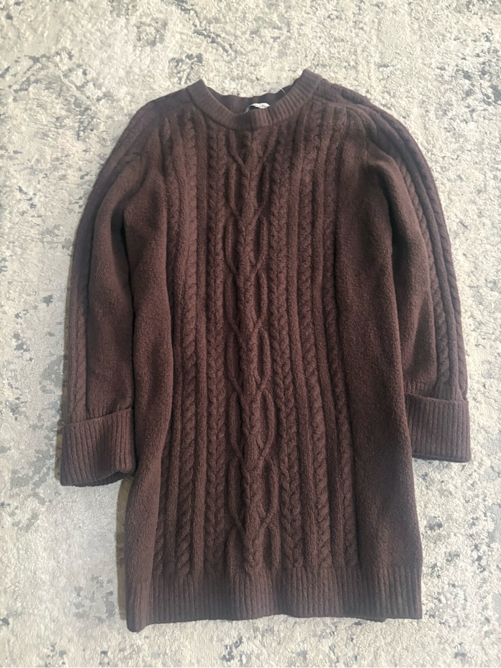 Abercrombie & Fitch Brown Cable-Knit Crewneck Sweater